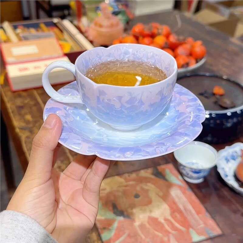 新款窑变结晶釉渐变紫品茗杯主人杯家用陶瓷喝茶杯茶盏茶杯单杯