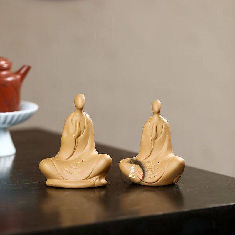 宜兴紫砂茶宠【无相佛小和尚】可养茶宠精品茶玩茶道禅意茶桌摆件
