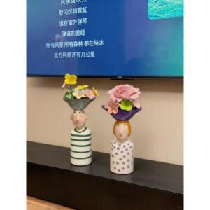 陶瓷花瓶摆件客厅插花轻奢高级感油画风复古2026新款餐桌卧室创意