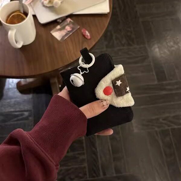 2025新款可爱饭团迷你零钱包帆布证件收纳卡包耳机包随身便携挂件