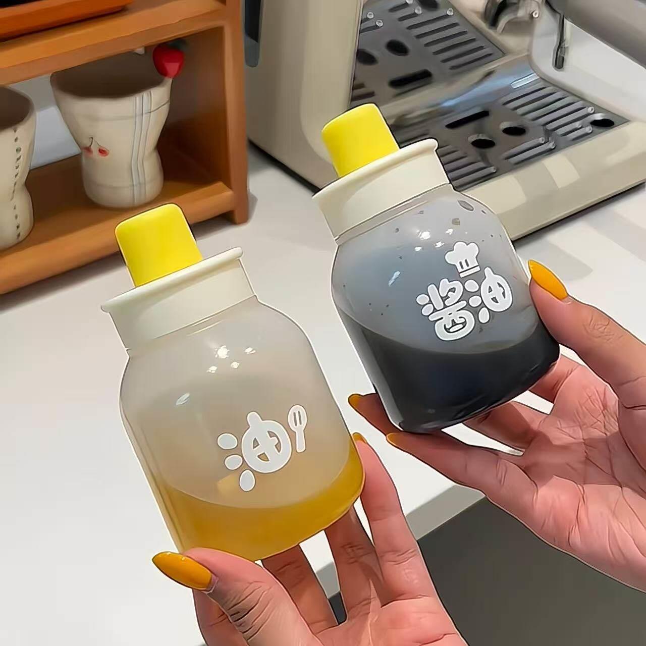 墩墩挤压油壶家用透明酱油醋调料控量瓶厨房二合一食品级迷你油瓶