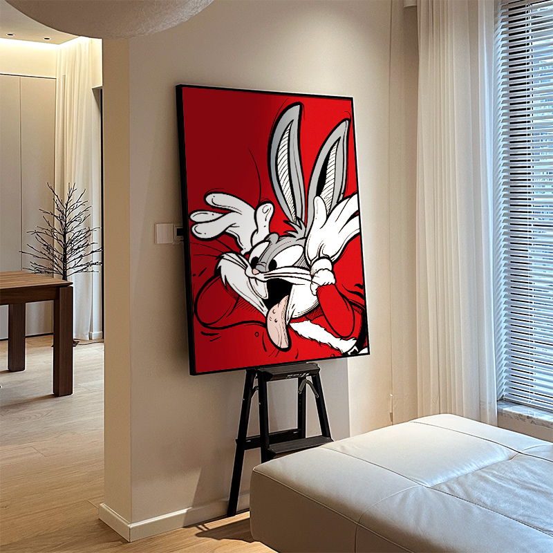 现代波普风挂画创意可爱兔子时尚艺术装饰画客厅沙发背景墙落地画