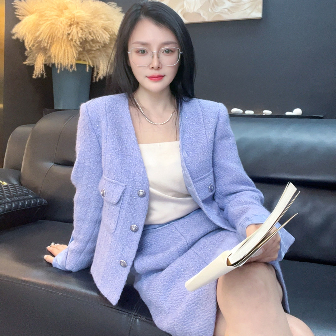 明星同款小香风外套女装2026年早春秋新款短款粗花呢V领上衣高端