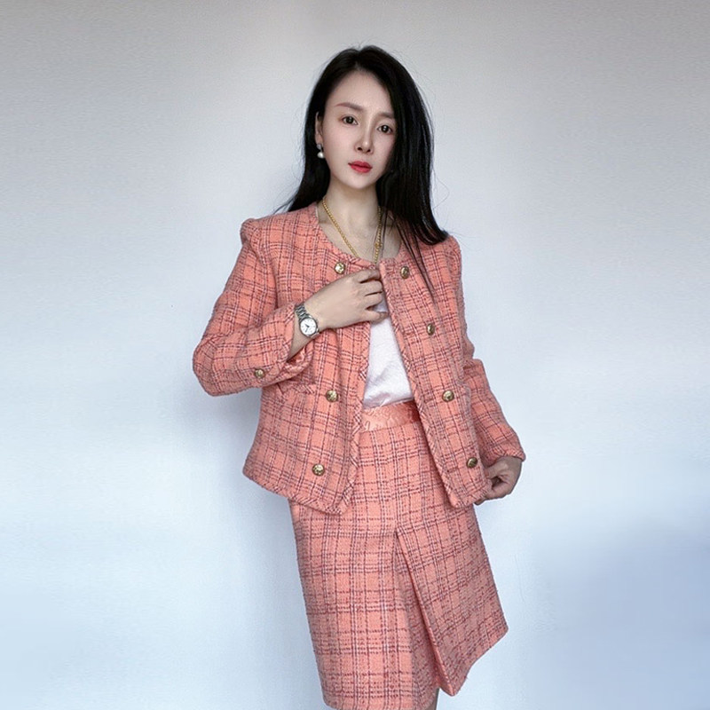 高定款小香风外套装女装粗花呢