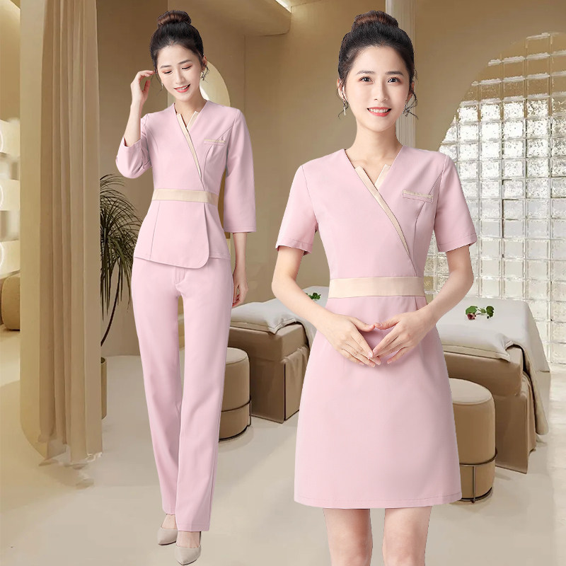 新款美容院工作服女套装高端养生馆采耳师连衣裙足疗皮肤管理技师