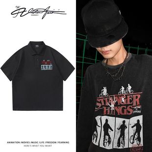 粉丝应援舒适 周边印花POLO衫 怪奇物语美剧Stranger Things同款