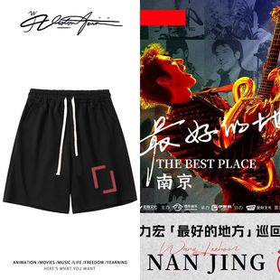 王力宏2025演唱会南京站同款周边印花短裤粉丝应援夏季宽松休闲
