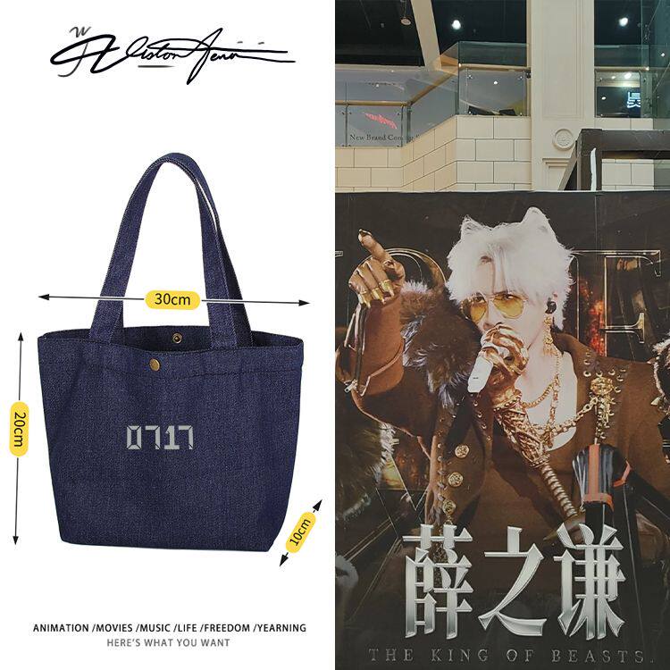 薛之谦万兽之王演唱会应援定制DIY牛仔布包袋子单肩手提环保袋