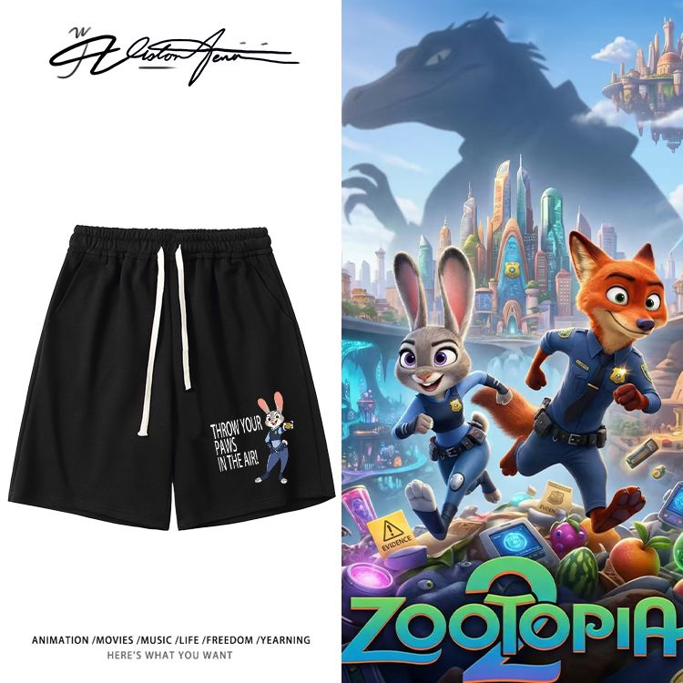 疯狂动物城2动画电影周边同款印花短裤粉丝应援夏季宽松运动休闲