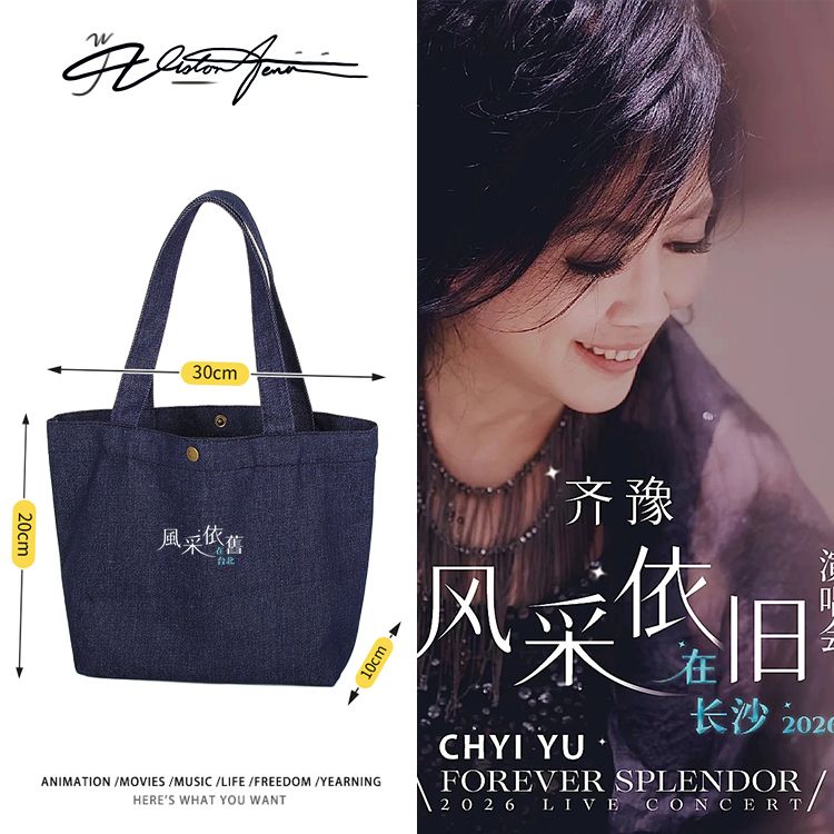 齐豫风采依旧演唱会周边同款定制DIY牛仔布包袋子单肩手提环保袋