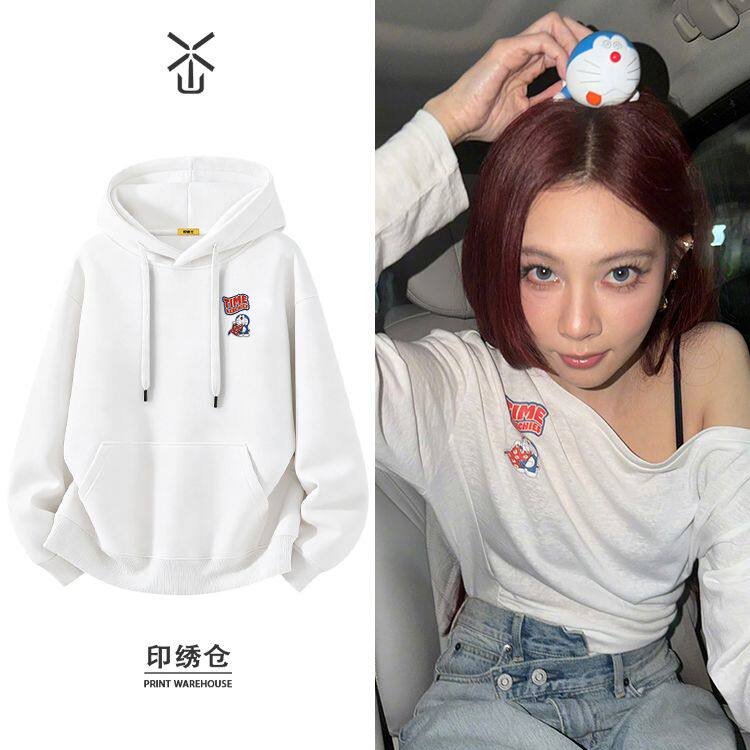 宋妍霏同款俏皮可爱印花连帽卫衣男女春秋冬季加厚绒长袖衣服外套