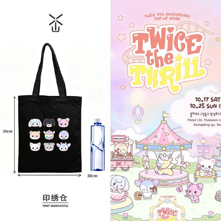 TWICE 11周年快闪周边同款百搭帆布包包男女大学生上课装书手提环