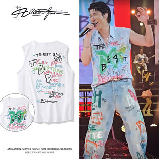 夏季 王力宏THE 纯棉背心男女同款 PLACE苏州演唱会同款 透气 BEST