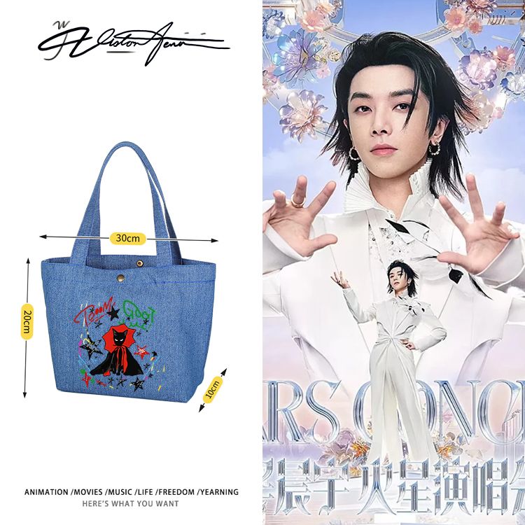 华晨宇2026火星演唱会应援定制DIY牛仔布包袋子单肩手提环保袋