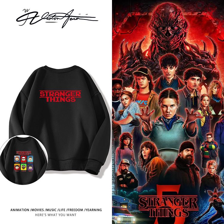 怪奇物语美剧Stranger Things同款周边印花圆领卫衣保暖百搭上衣