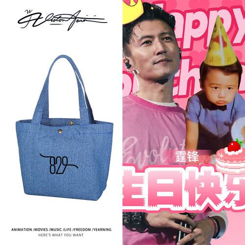 谢霆锋太原演唱会生日场锋行天下应援定制DIY牛仔布包袋子单肩手