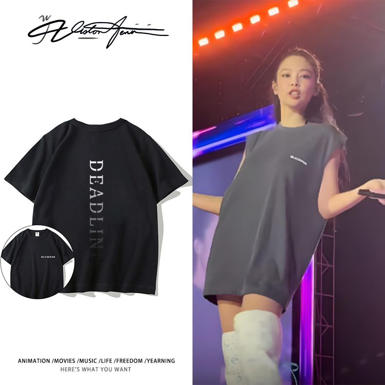 BLACKPINK演唱会高阳站jennie同款纯棉短袖T恤男女同款宽松潮流