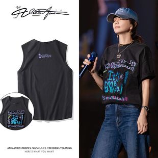 ELLA陈嘉桦艾拉主意演唱会同款周边纯棉无袖背心坎肩粉丝应援运动