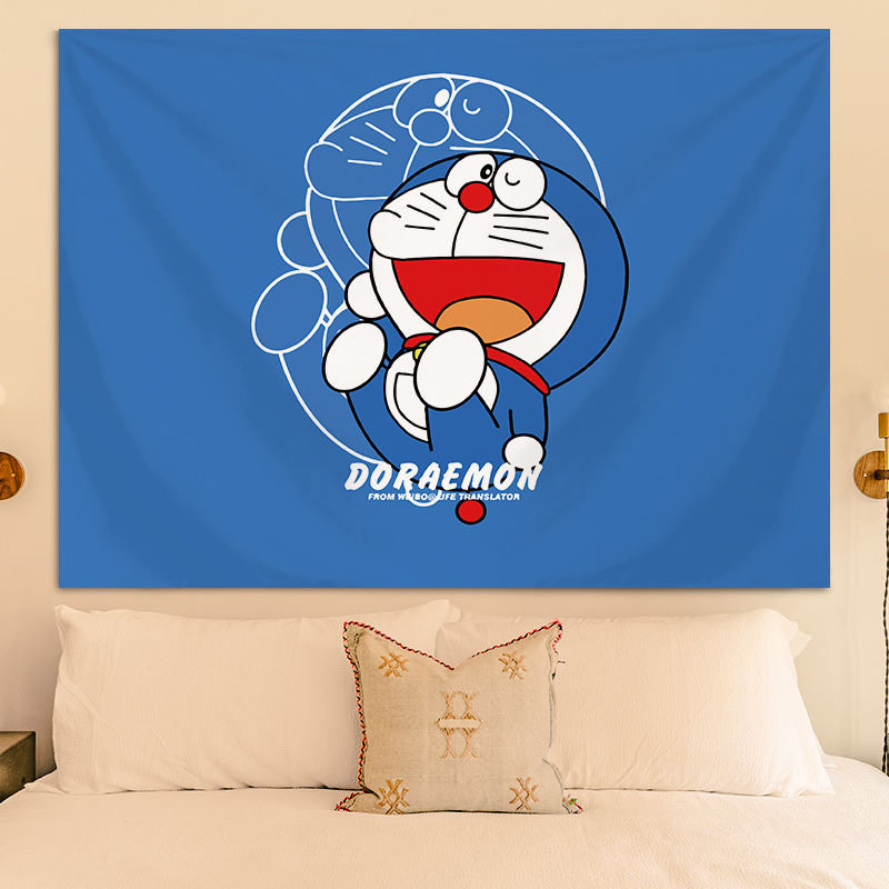 哆啦a梦网红背景布ins挂布卧室房间布置墙布床头装饰背景墙挂毯潮