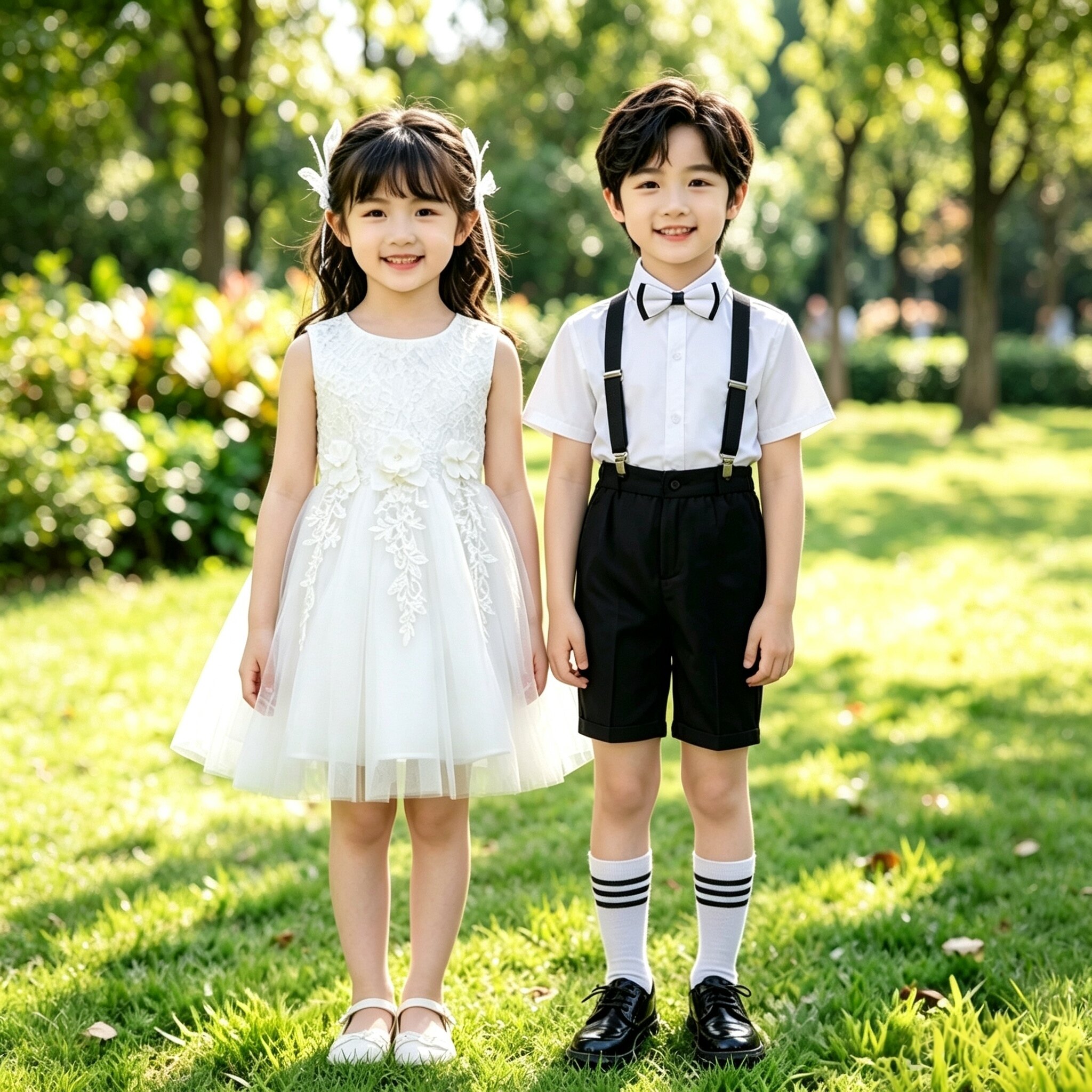 儿童演出服小学生大合唱服女童公主白色蓬蓬纱裙幼儿园毕业照礼服图片