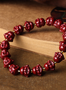 紫金新款全新小佛头手链原创设计富甲天下贝壳钱袋子回纹珠莲花