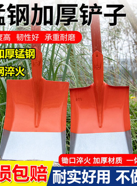 铁锹锰钢加厚轨道刚铁锨淬火铲园林木柄植树铲子户外尖方煤农用锹