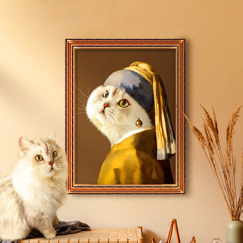 萌宠工坊来图定制宠物油画猫咪狗狗头像肖像名画装饰挂画创意礼物