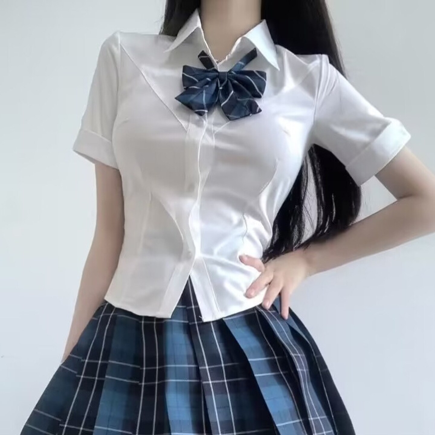 女大童装收腰衬衫jk制服澜jk百褶裙套装夏季新款修身衬衣学生班服