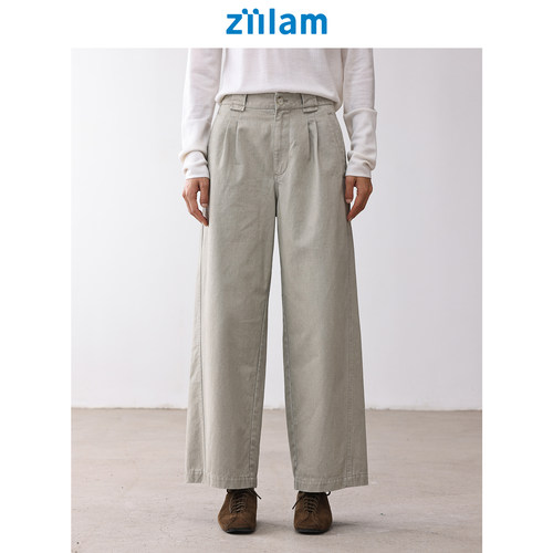 ziilam枝蓝洗水直筒九分裤