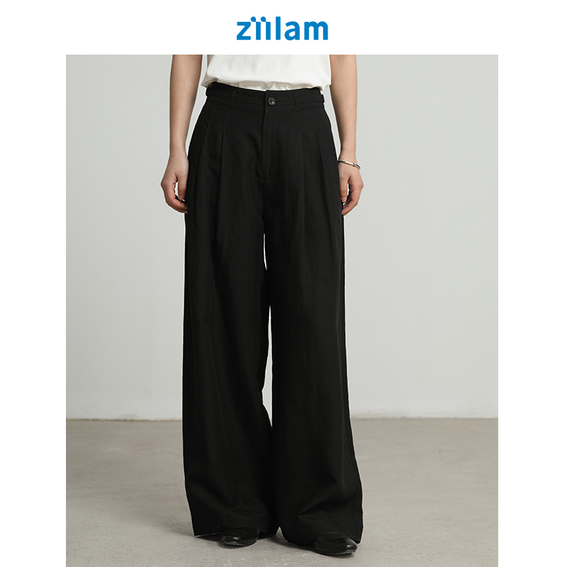 ziilam枝蓝凉感长裤亚麻