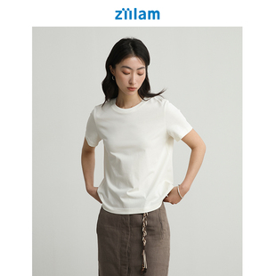 ziilam枝蓝 特殊工艺T恤女款纯棉设计感绣花短袖女夏季休闲T