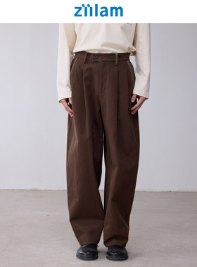 ziilam枝蓝 锥形休闲裤匹马棉翻边裤脚立体剪裁工装长裤男女
