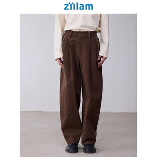 长裤 ziilam枝蓝 脚立体剪裁工装 匹马棉翻边裤 男女 锥形休闲裤