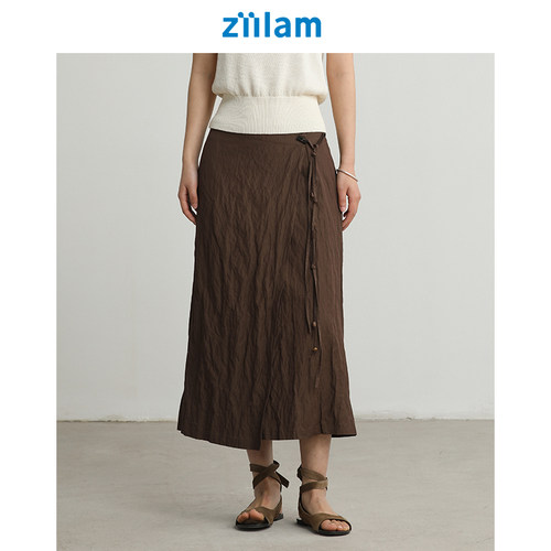 ziilam枝蓝一片式围裹半裙