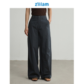 轻薄工装 2025新款 裤 ziilam枝蓝 女裤 棉亚麻质感深色长裤 春夏裤 子