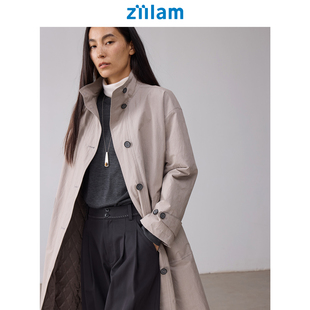廓形休闲松弛保暖外套女 风衣棉服3M新雪丽长款 ziilam枝蓝 长款