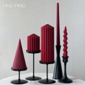 复古酒红色香薰蜡烛喜烛小众高级结婚家用圣诞节氛围烛台装 饰摆件
