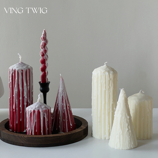 手工滴泪蜡烛室内桌面烛光圣诞节氛围感艺术风小众家居装饰摆件