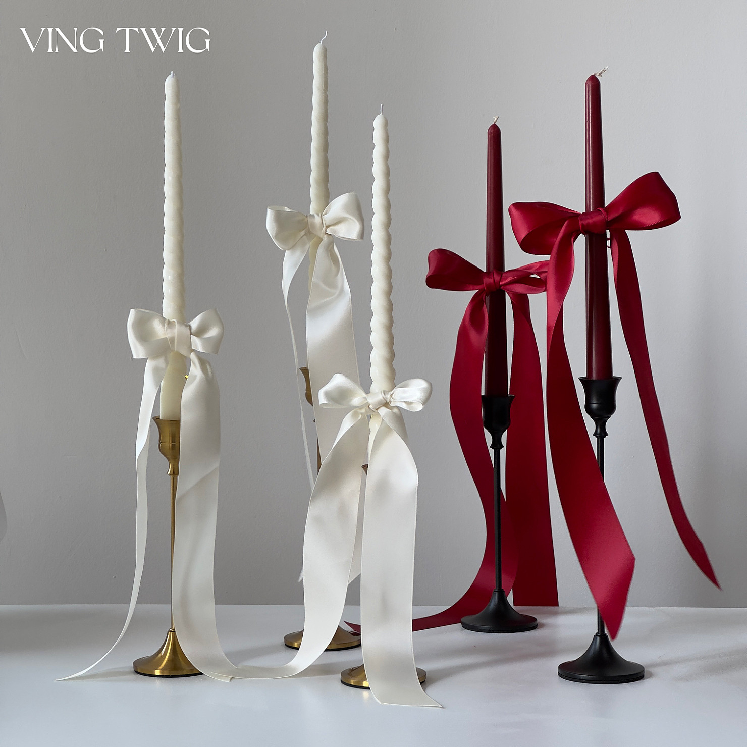 欧式婚礼宴会西餐厅蝴蝶结烛光晚餐长杆蜡烛烛光晚餐烛台装饰摆件