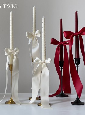 欧式婚礼宴会西餐厅蝴蝶结烛光晚餐长杆蜡烛烛光晚餐烛台装饰摆件