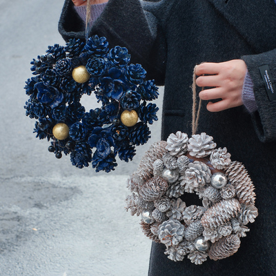 【圣诞氛围感】松果花环