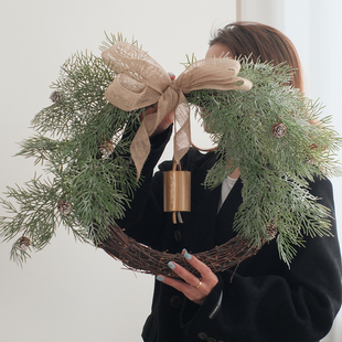 圣诞节装 饰品花环松果挂件圣诞树花圈家用铃铛场景布置门挂饰吊饰