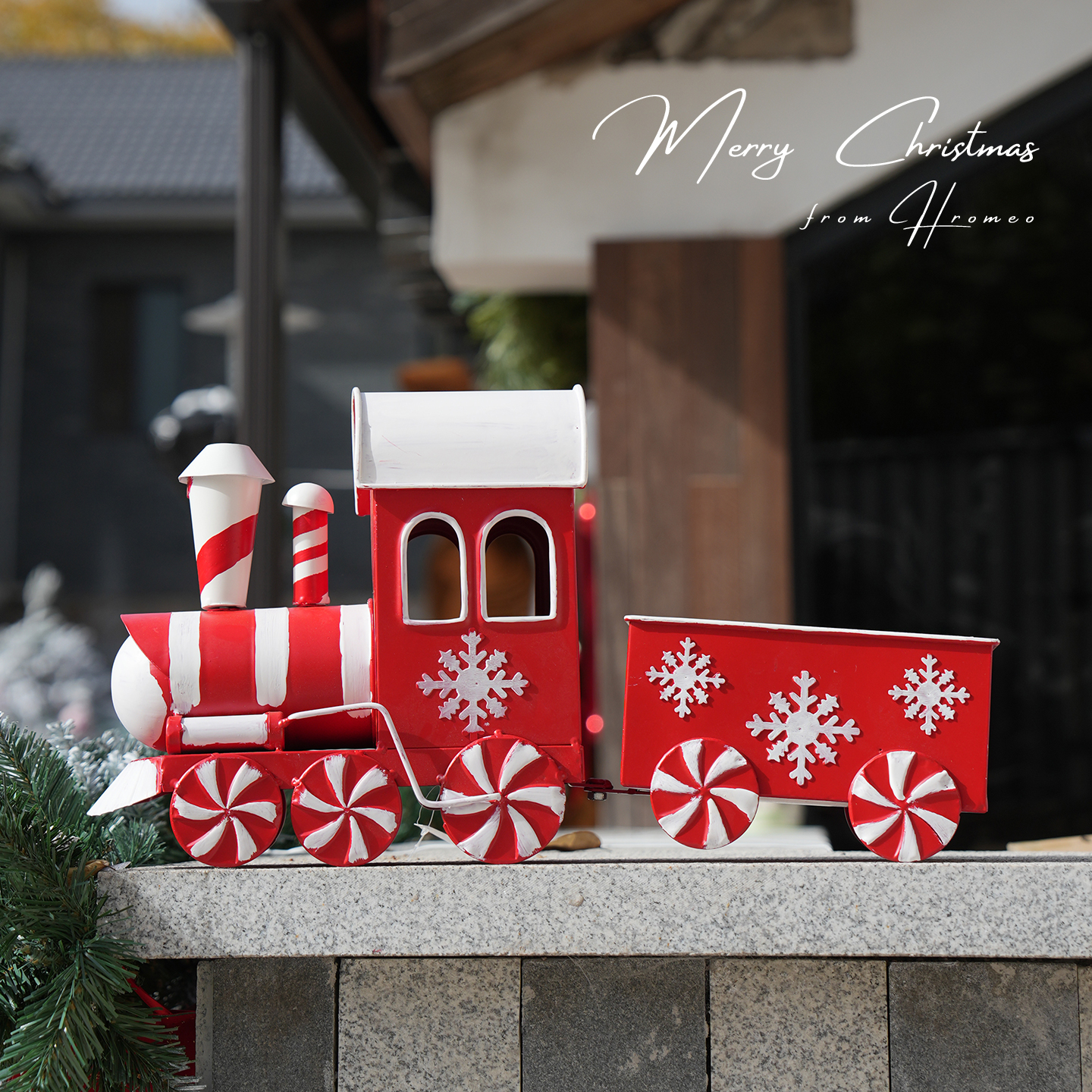 圣诞节装饰铁艺圣诞小火车圣诞场景布置室内装饰摆件橱窗氛围道具