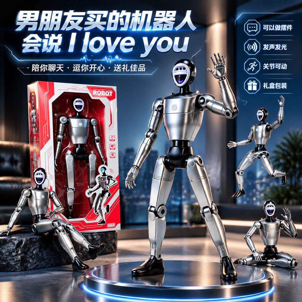 新款语音AI机器人摆件模型儿童智能可动玩偶互动玩具男孩生日礼物