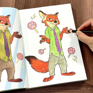 疯狂动物城周边儿童画画本描摹本涂色本线稿填色幼儿园专用绘画本