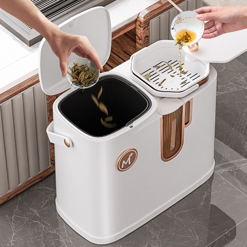 茶水桶干湿分离排水桶二合一过滤茶渣桶塑料废水桶桌下功夫茶茶桶