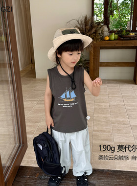 现货【福利品】190g男童夏季凉感亲肤无袖背心休闲橙子小童店