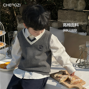 上学穿 男童春季 糯糯灰背心马甲洋气CF2602 V领马甲 现货