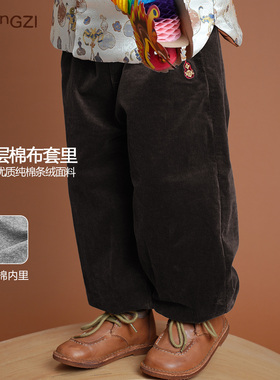现货~年款【福气】儿童冬季保暖全棉灯芯绒加厚束脚卫裤CZ5N05