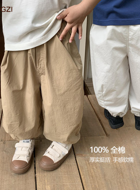 现货【随风跑】100%棉男童夏季户外双色束脚棉布卫裤橙子小童店